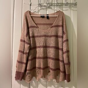 Daytrip striped distressed lightweight sweater-medium NWOT